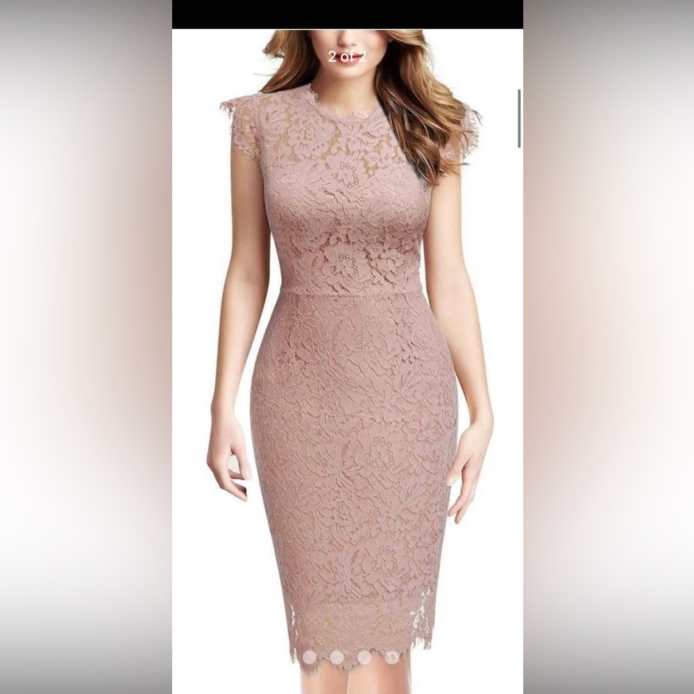 Blush Pink Lace Dress- wedding guest